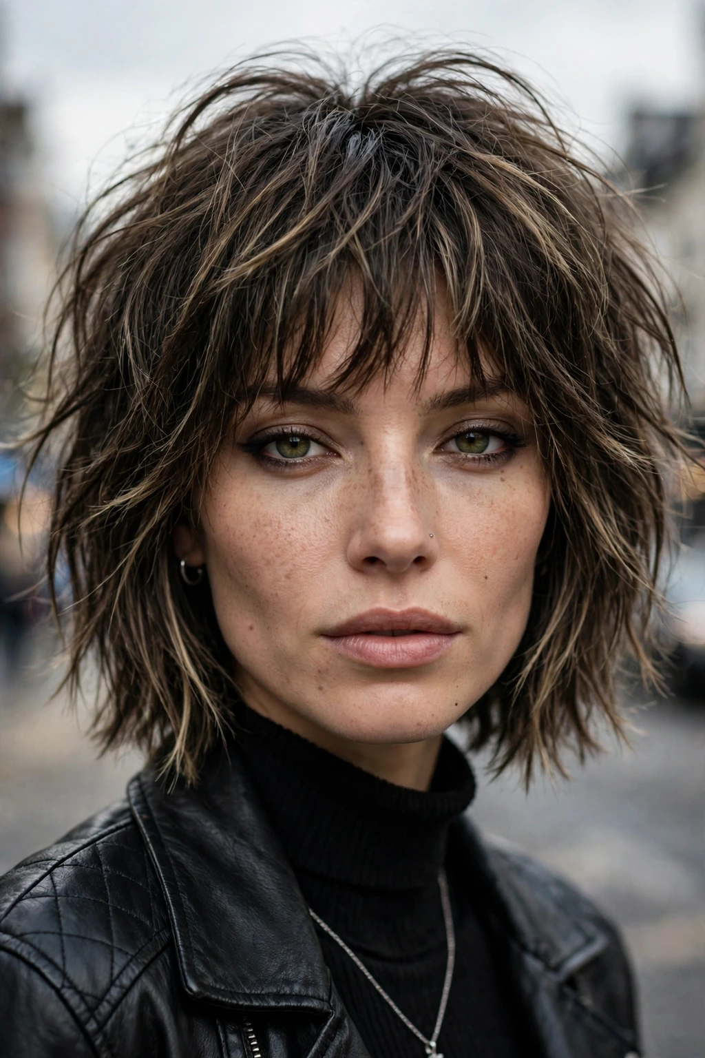 Layered shaggy bob hairstyle