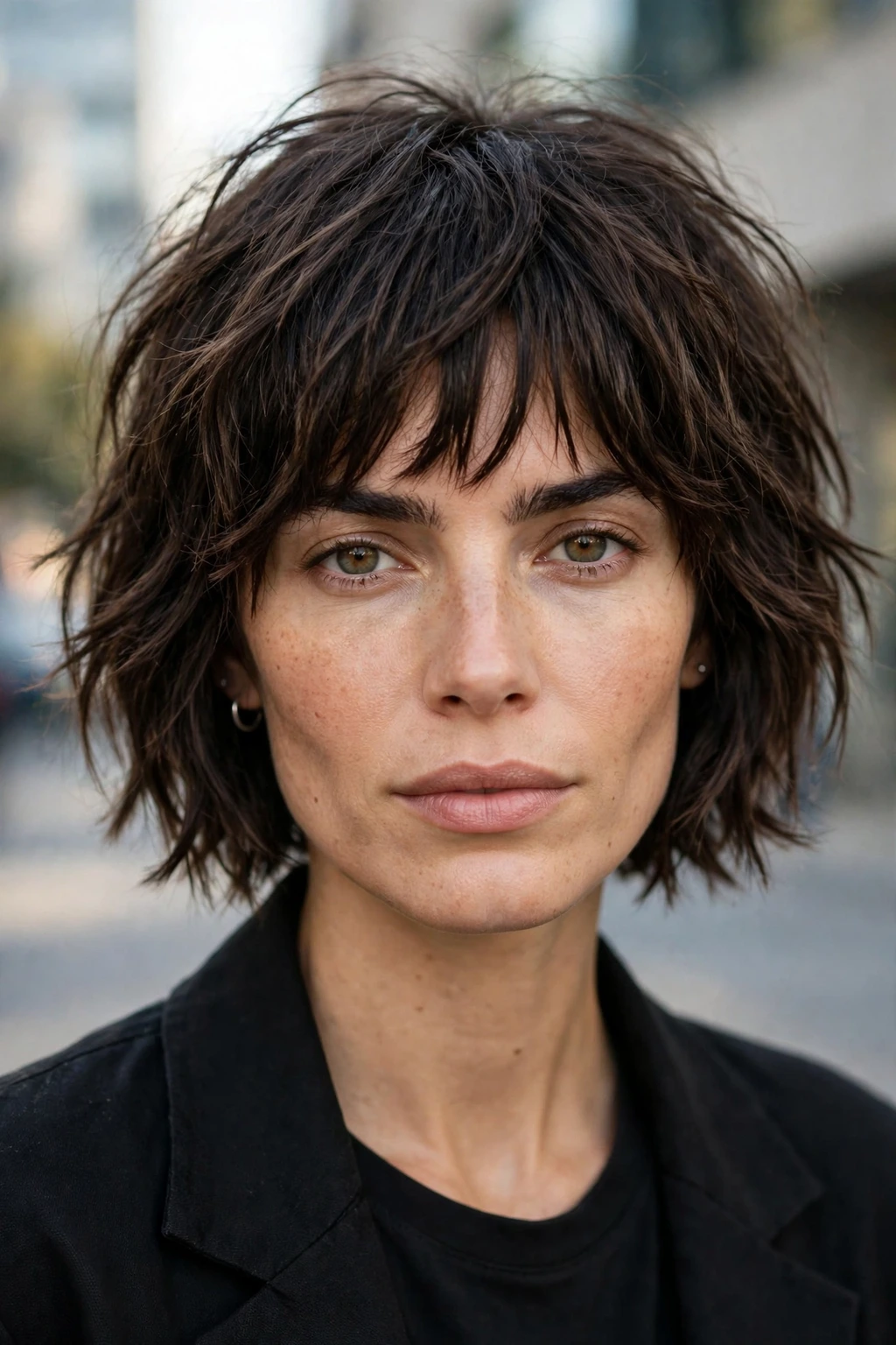 Choppy shaggy bob hairstyle