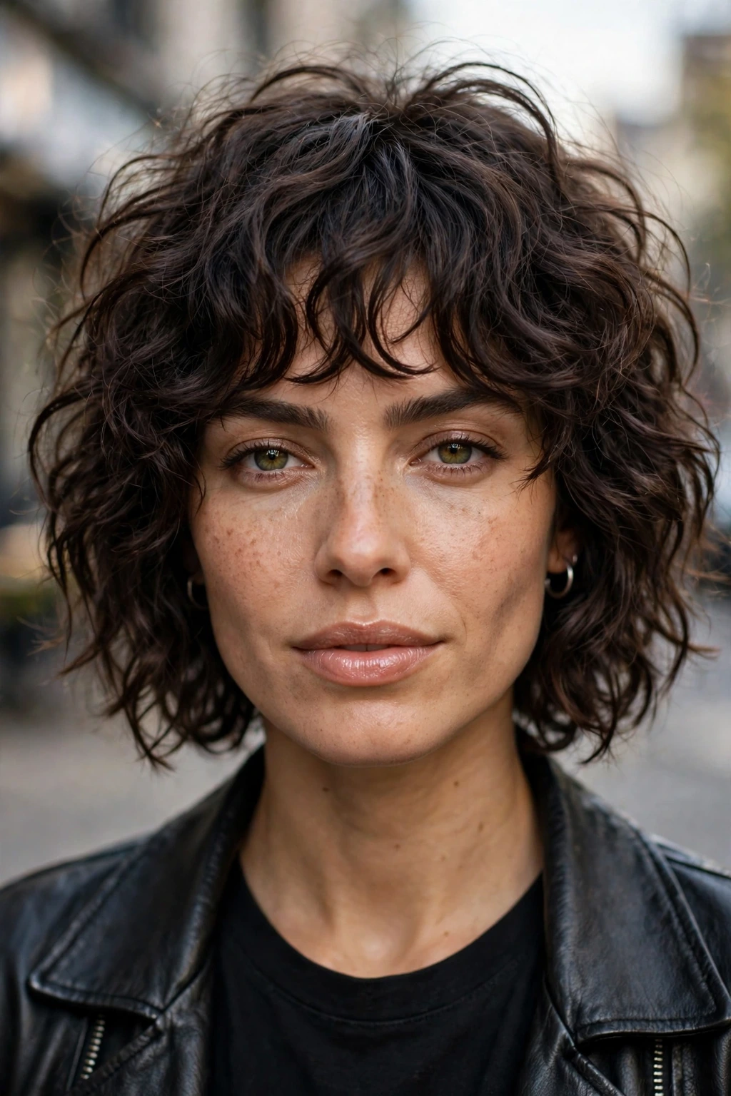 Curly shaggy bob hairstyle