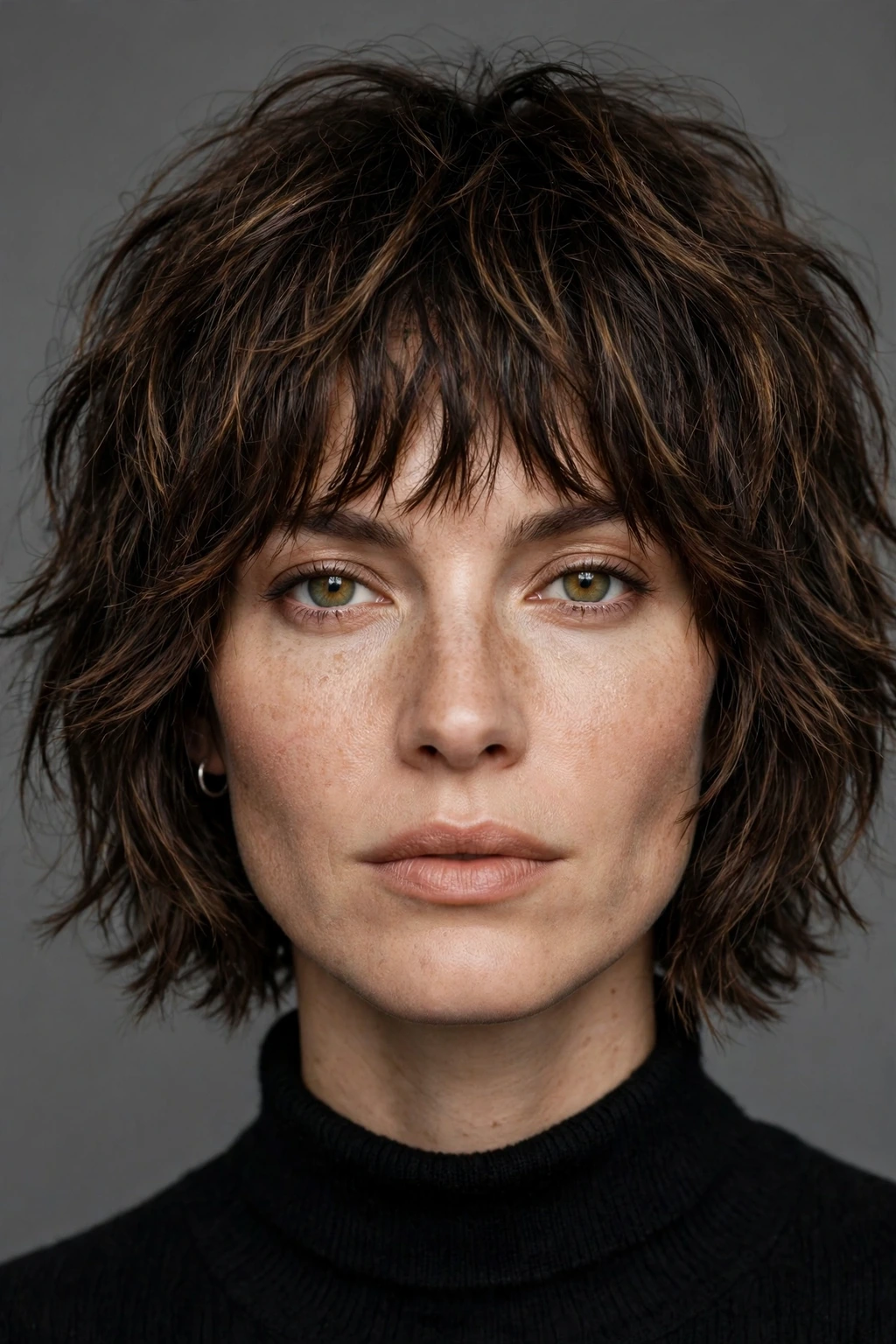 Textured shaggy bob hairstyle