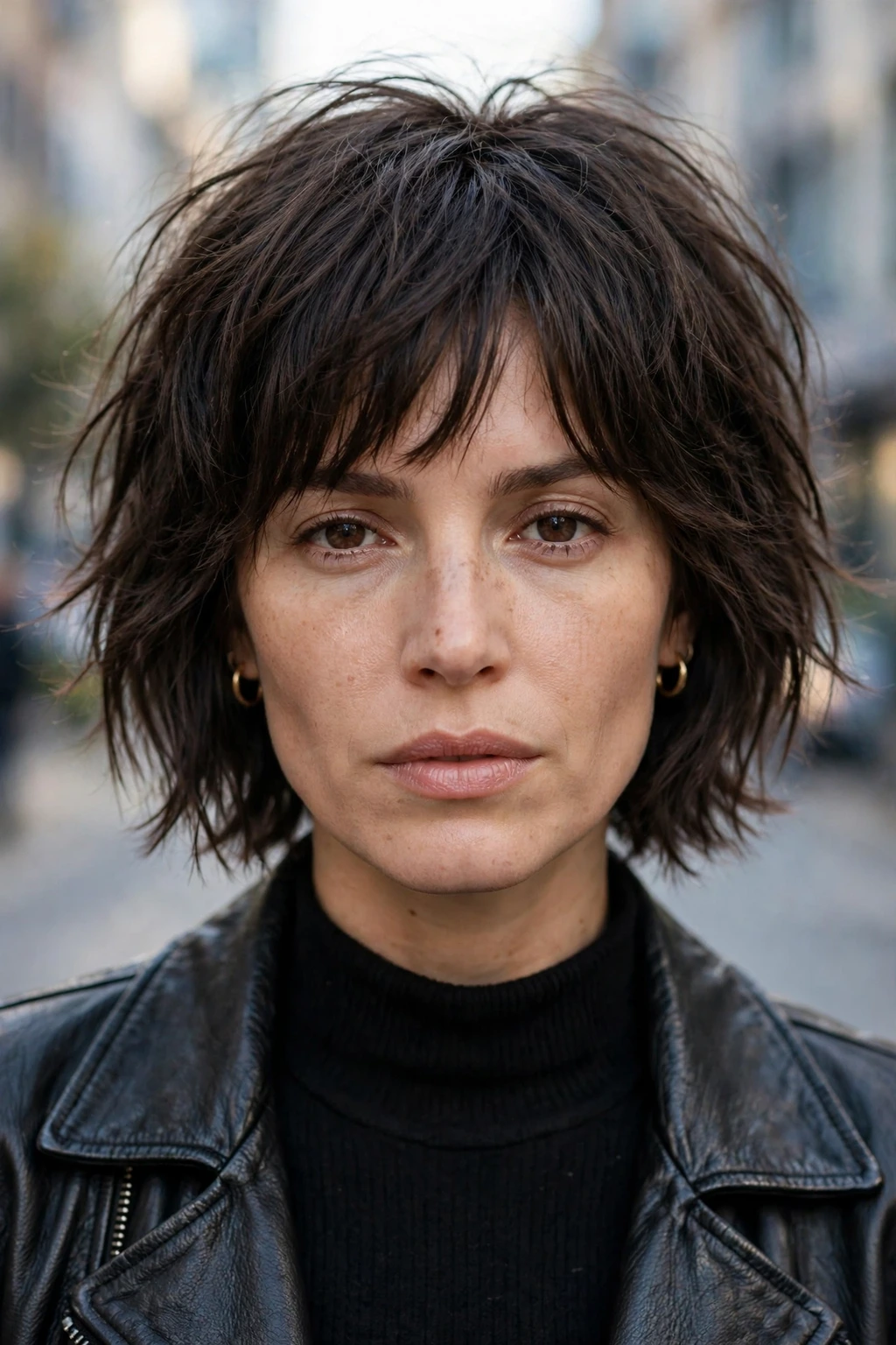 Messy shaggy bob hairstyle