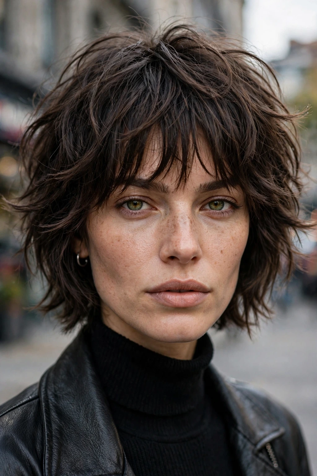 Feathered shaggy bob hairstyle