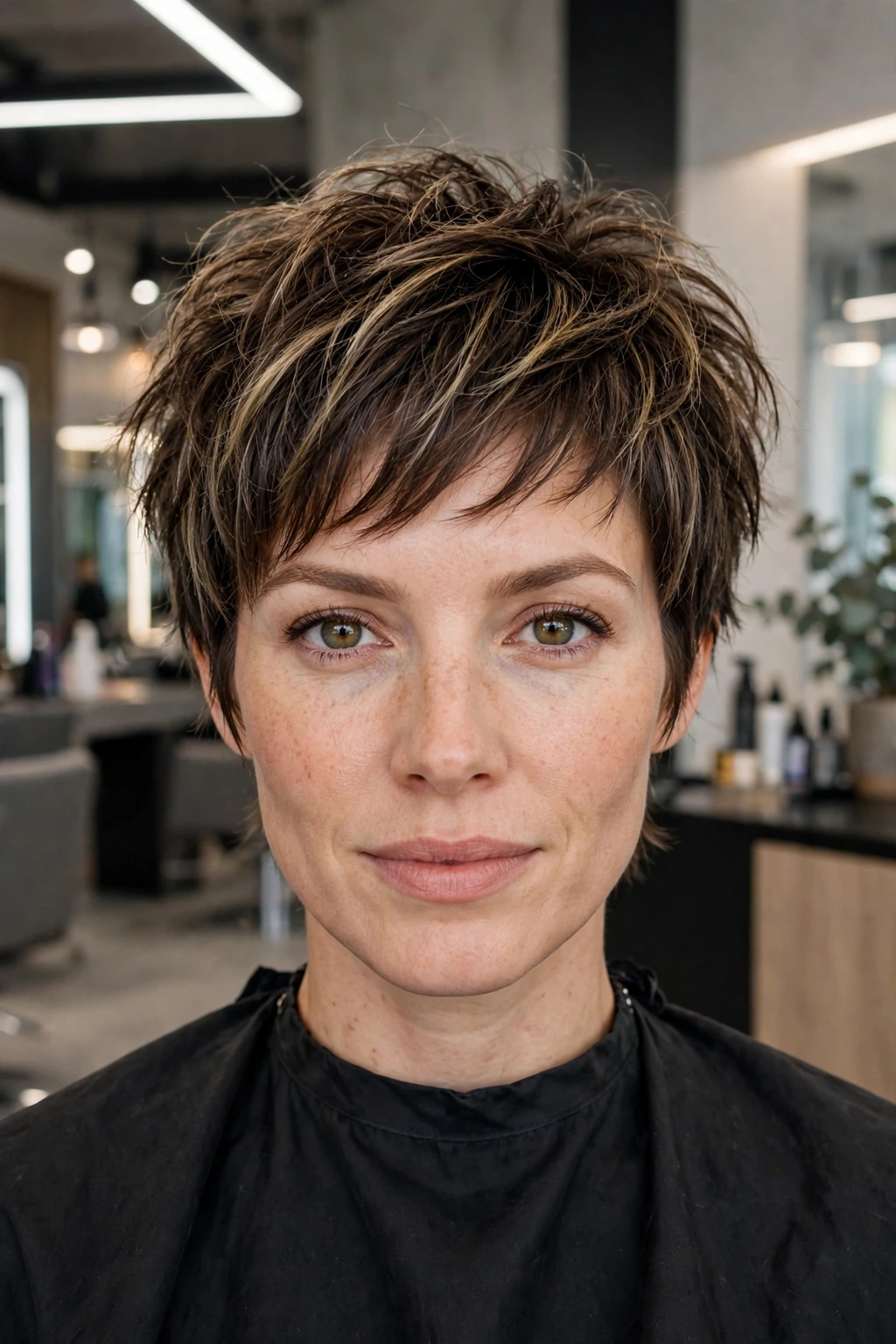 Textured short layered haircut