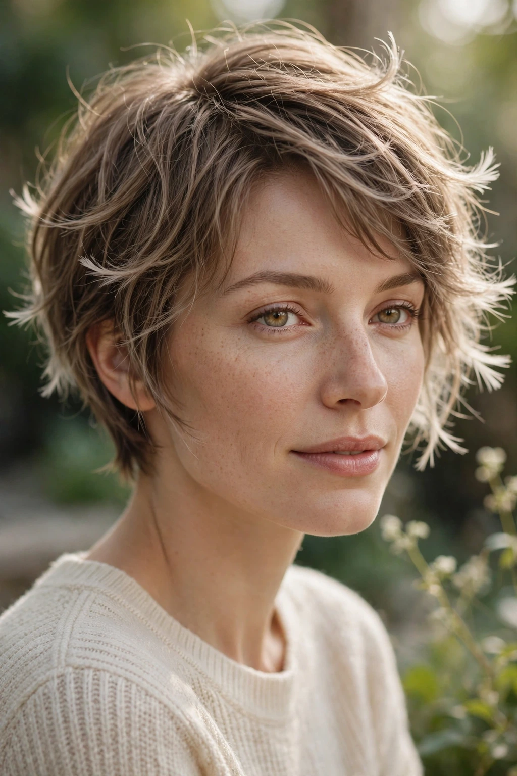 Short haircut with wispy ends