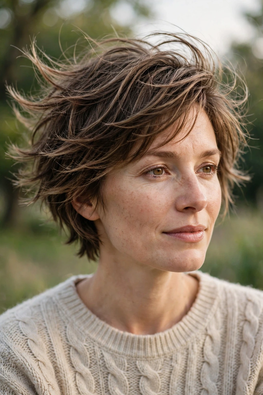 Breezy short layered haircut