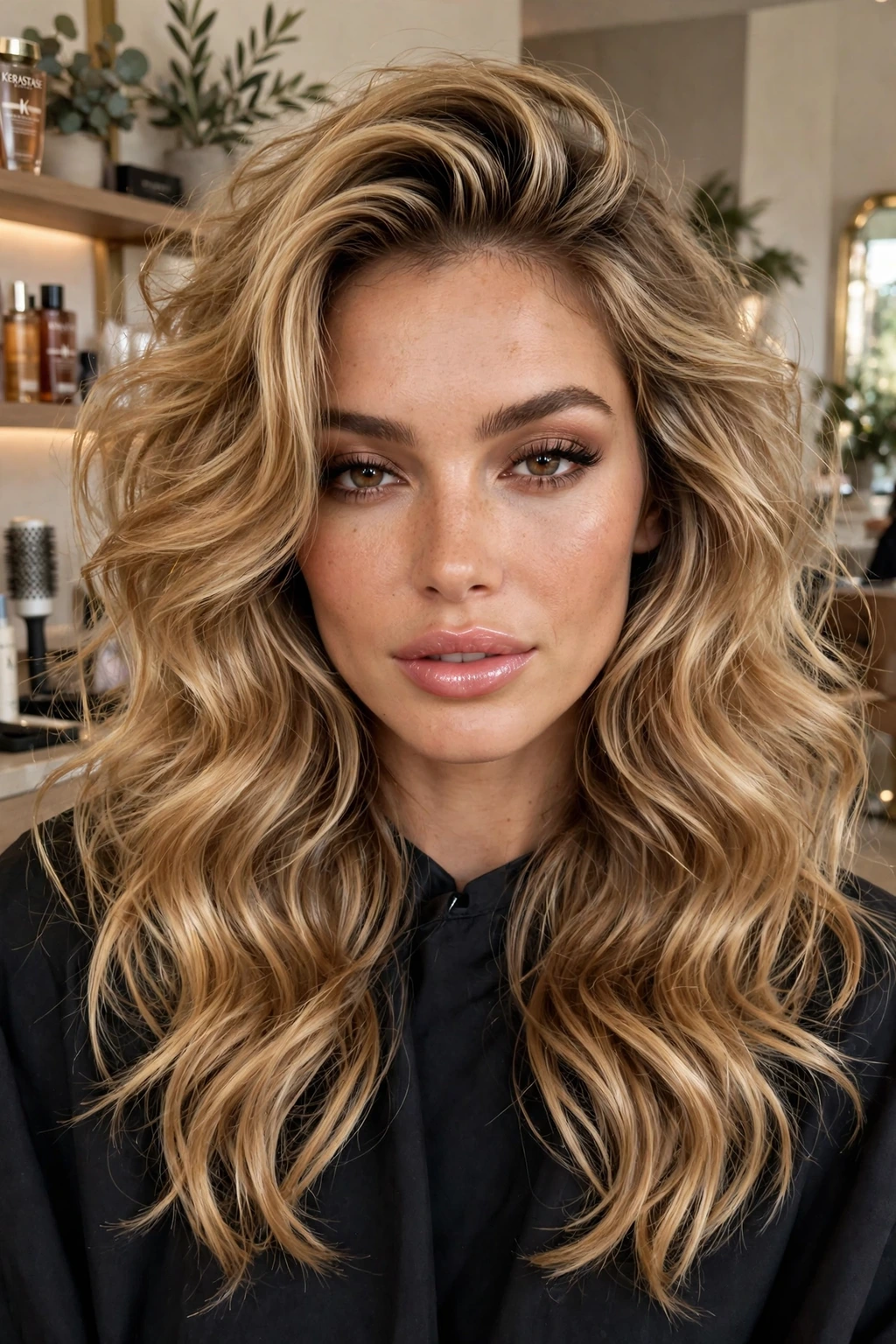 Sultry tousled waves hairstyle