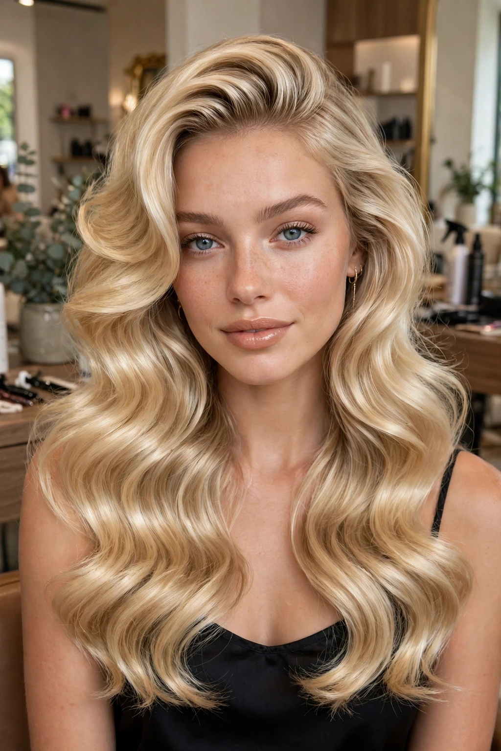 Glossy angel waves hairstyle
