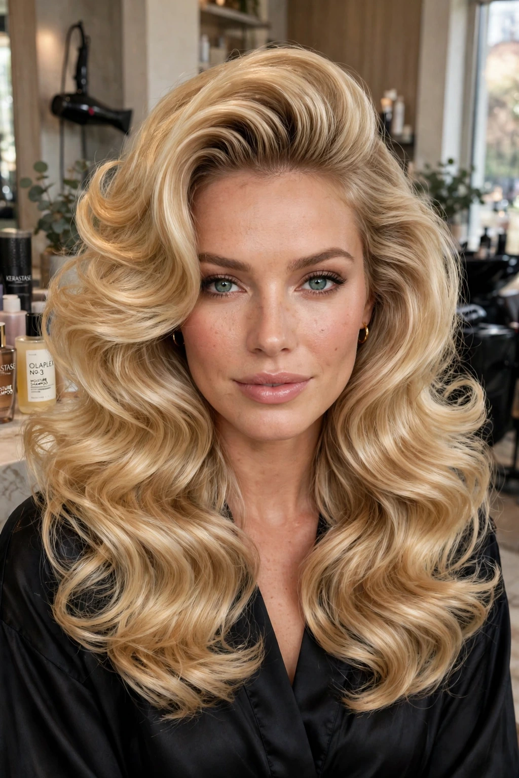 Polished bombshell blowout hairstyle