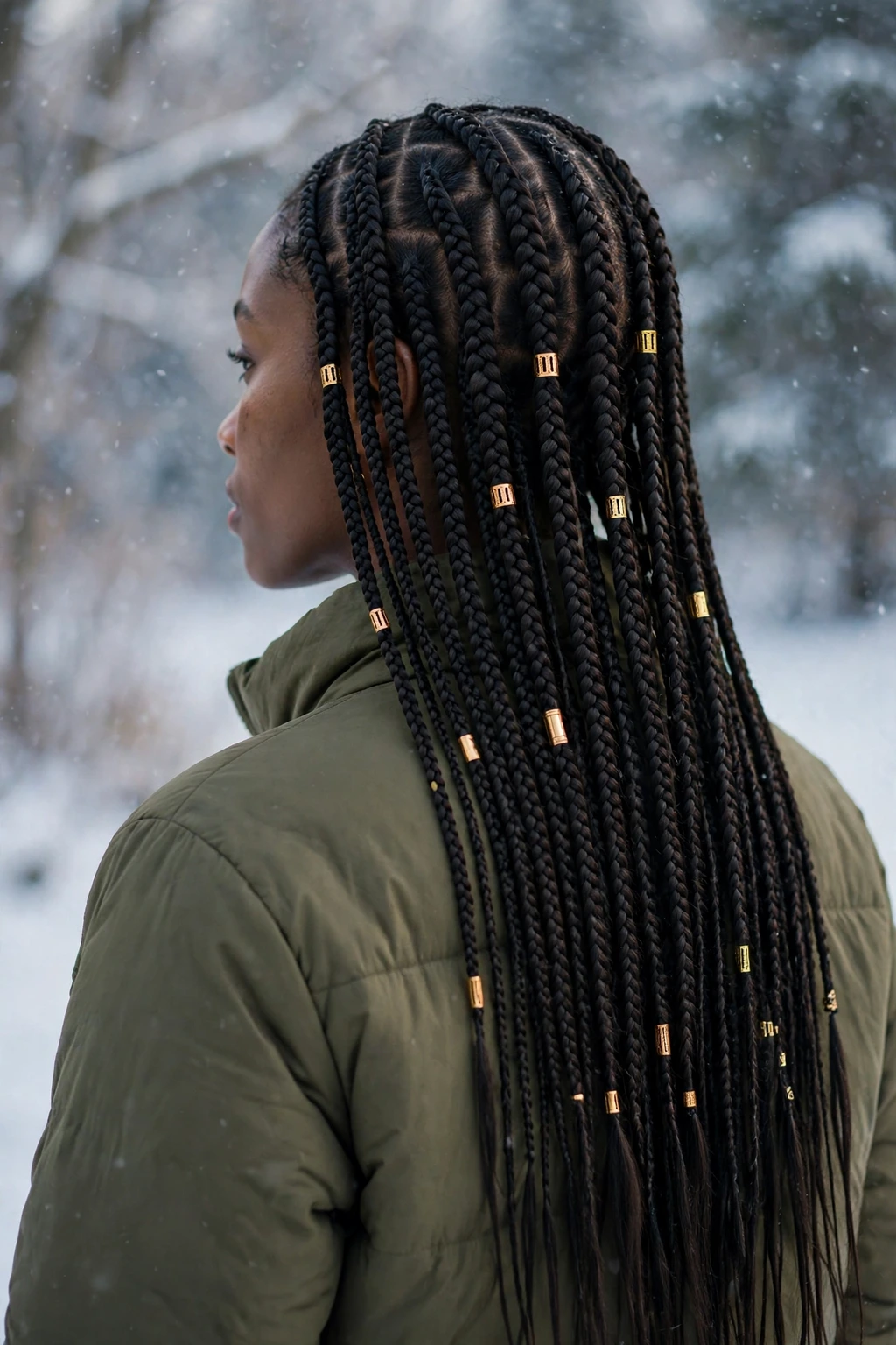 Knotless Braids for Winter hairstyle