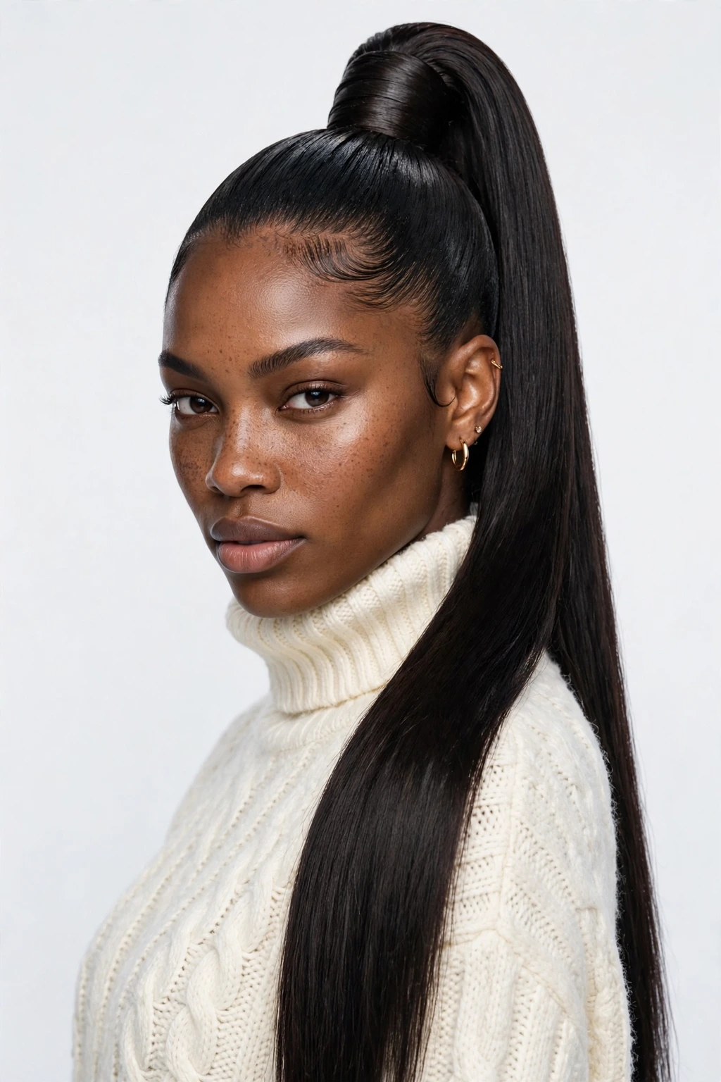 Slicked winter pony hairstyle