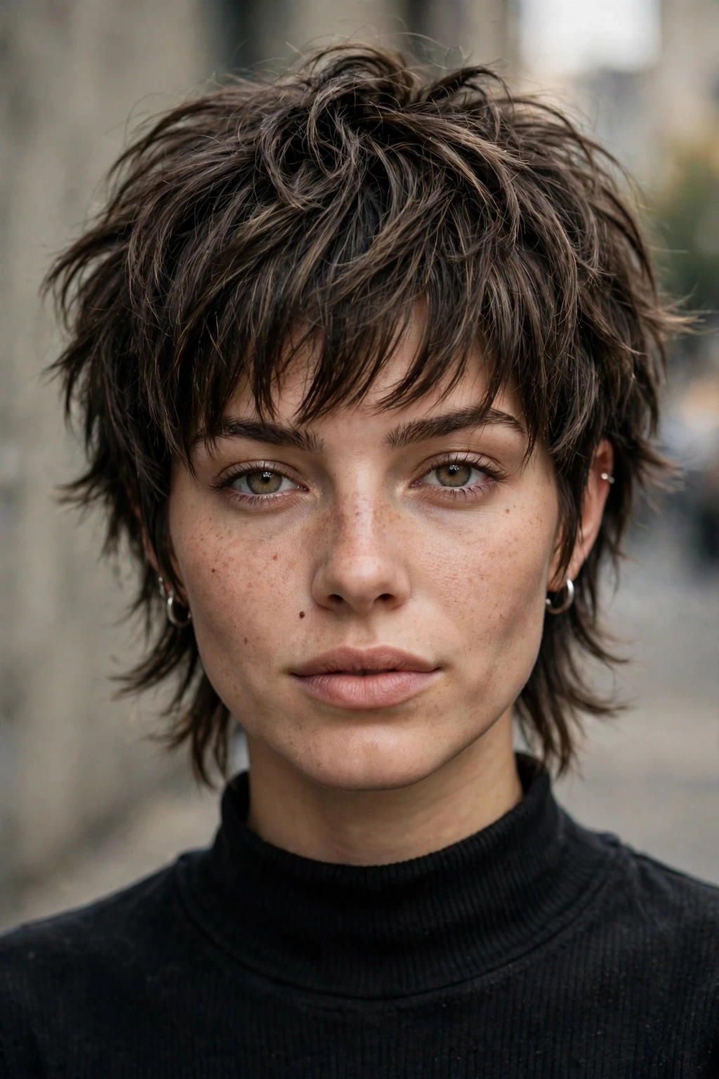 Short wolf cut hairstyle