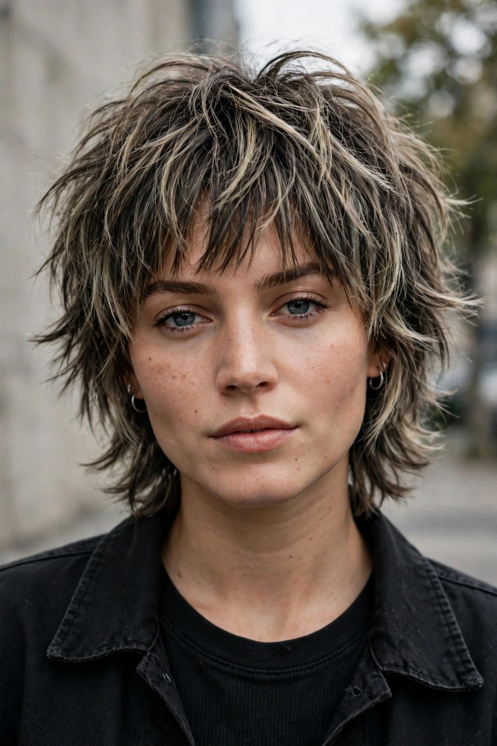 Layered wolf cut hairstyle