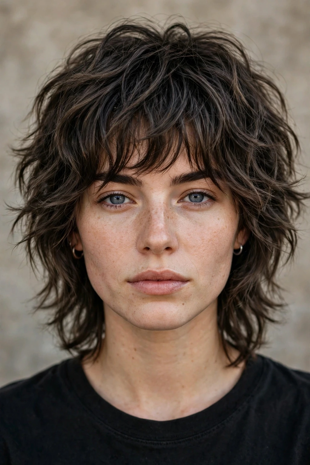 Wavy wolf cut hairstyle