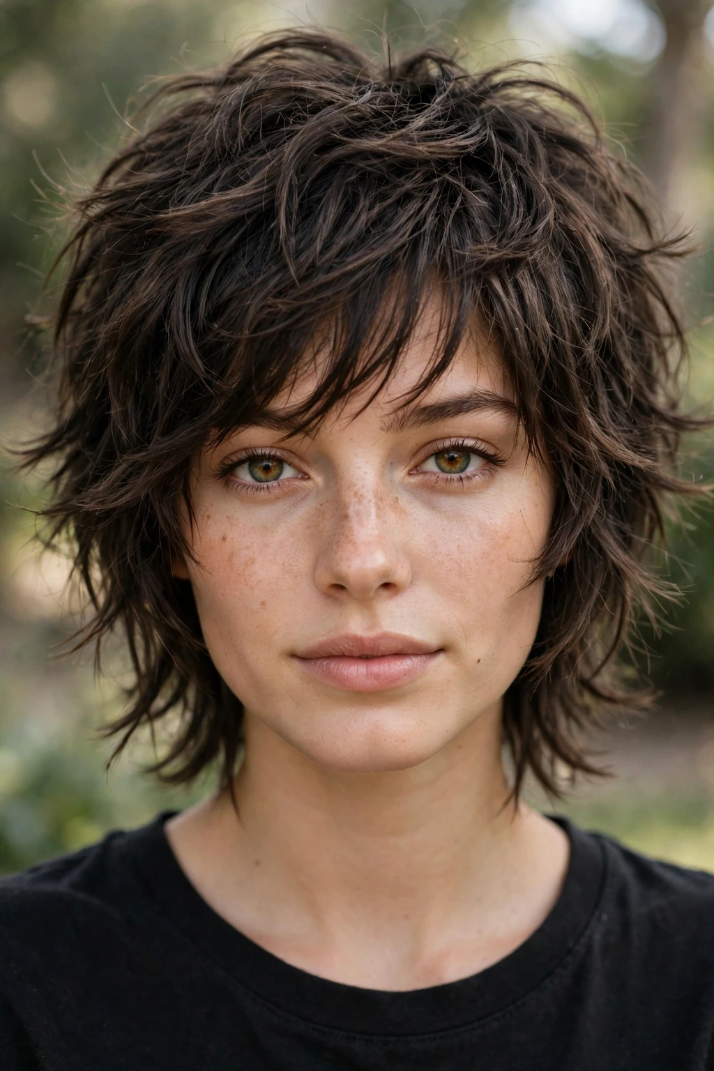Textured wolf cut hairstyle