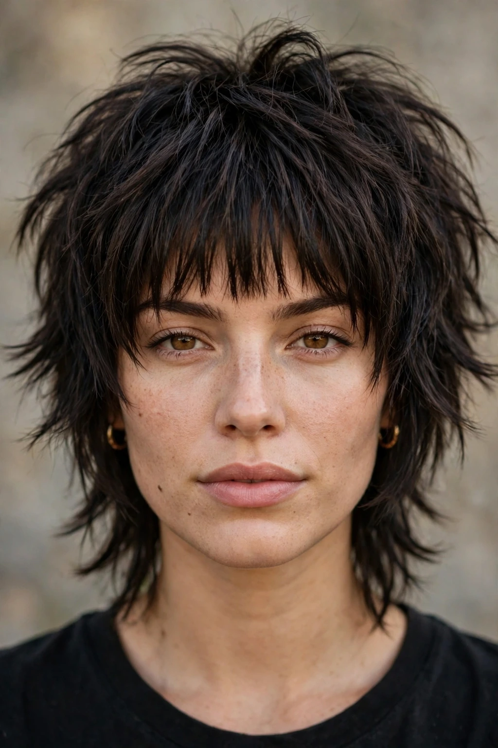 Wolf cut with bangs hairstyle