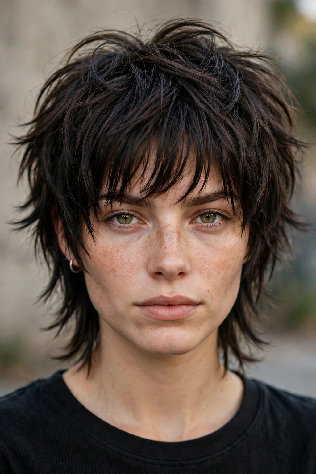 Feathered wolf cut hairstyle