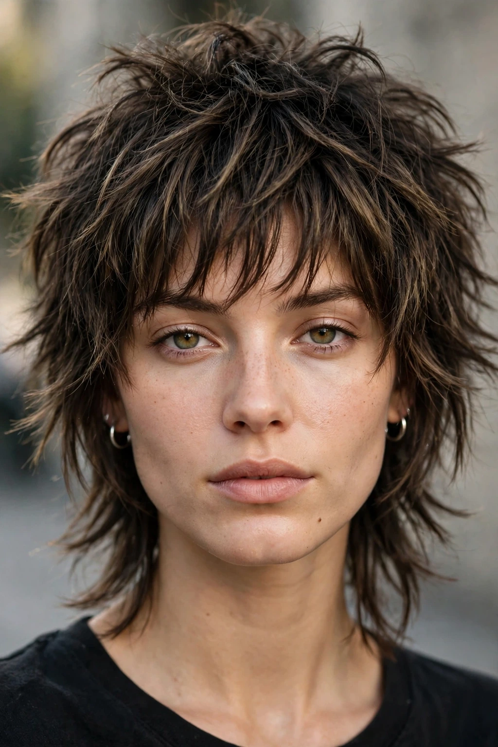 Messy wolf cut hairstyle