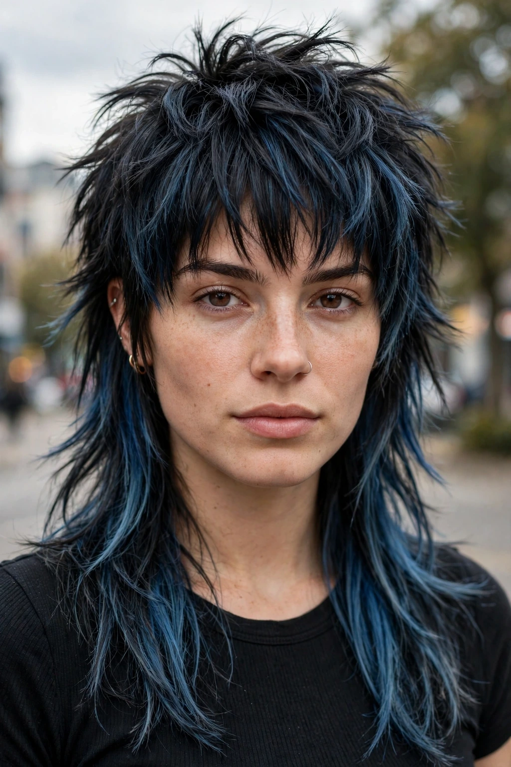 Wolf cut mullet hairstyle