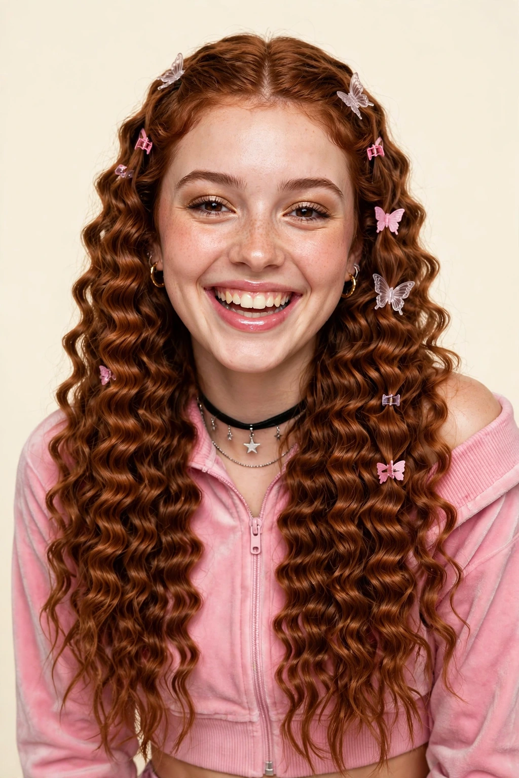 Crinkle wave hairstyle